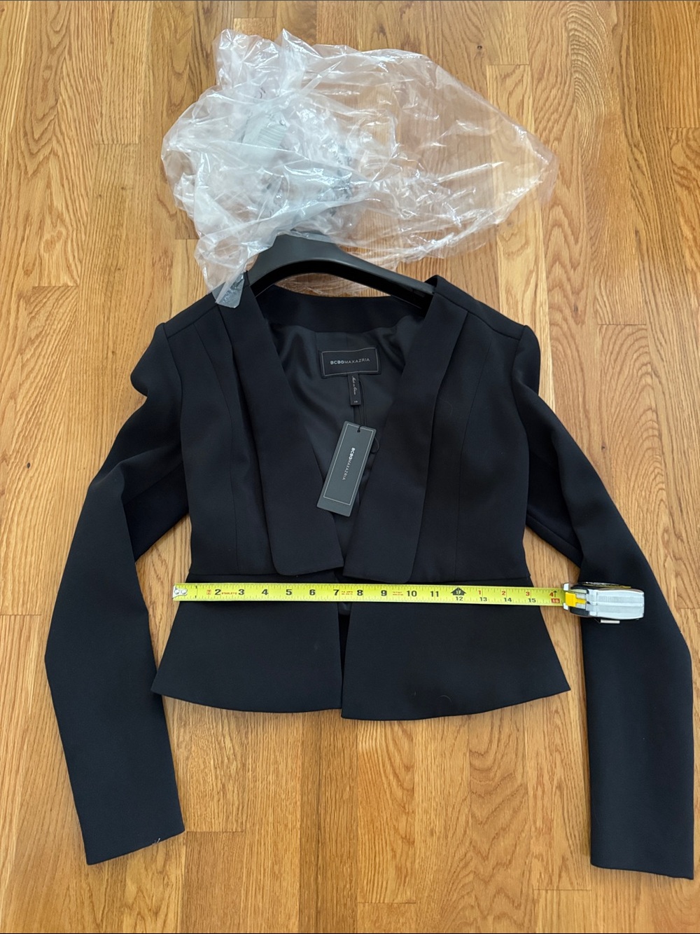 BCBGMaxAzria Black Cropped Peplum Blazer